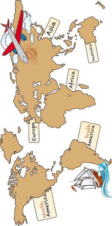 Poster do mapa mundial em vinil com continentes em inglês - TenStickers