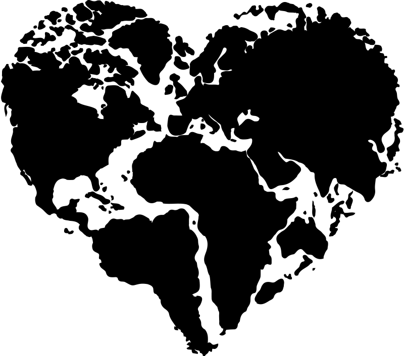 Poster do mapa mundial adesivo em forma de coração - TenStickers