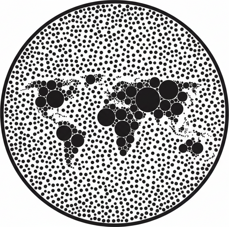 Poster do mapa mundial com design circular global - TenStickers