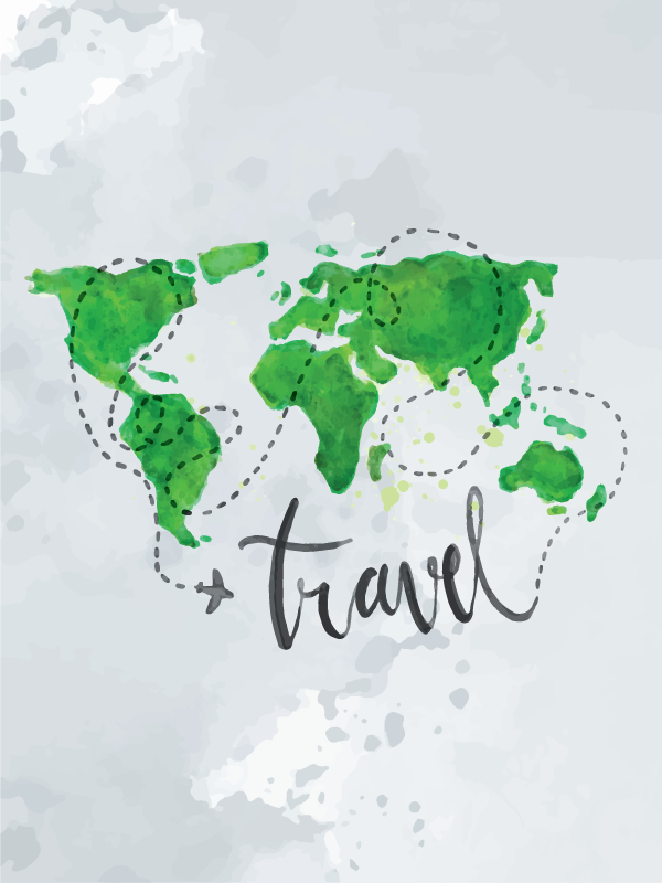 Poster do mapa mundial em aquarela de viagem - TenStickers