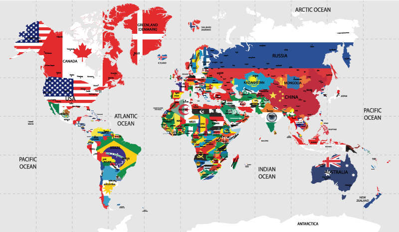 Poster do mapa mundial político - TenStickers