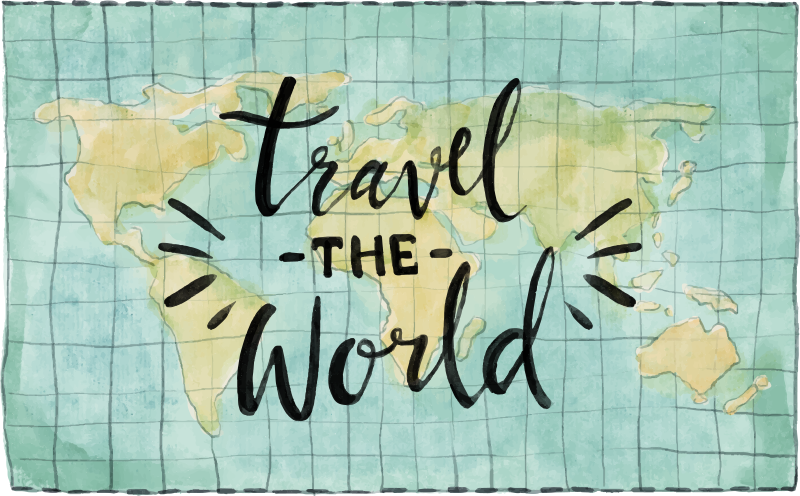 Poster do mapa mundial tapete vinílico viagem pelo mundo - TenStickers
