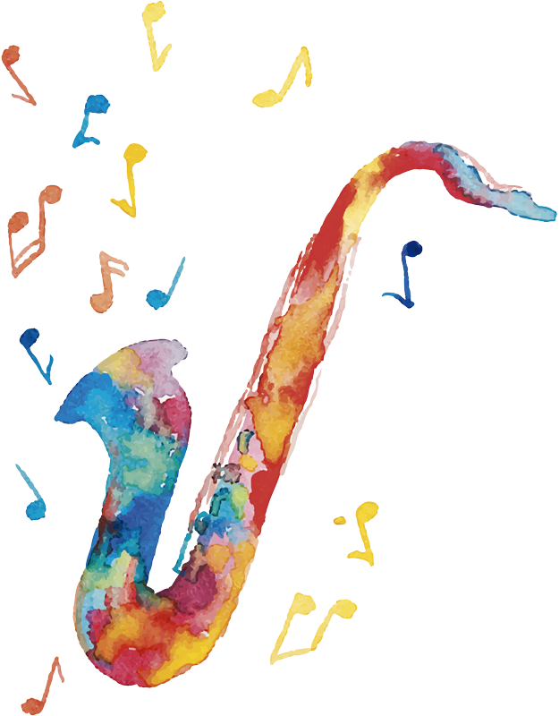Poster de música saxofone colorido - TenStickers
