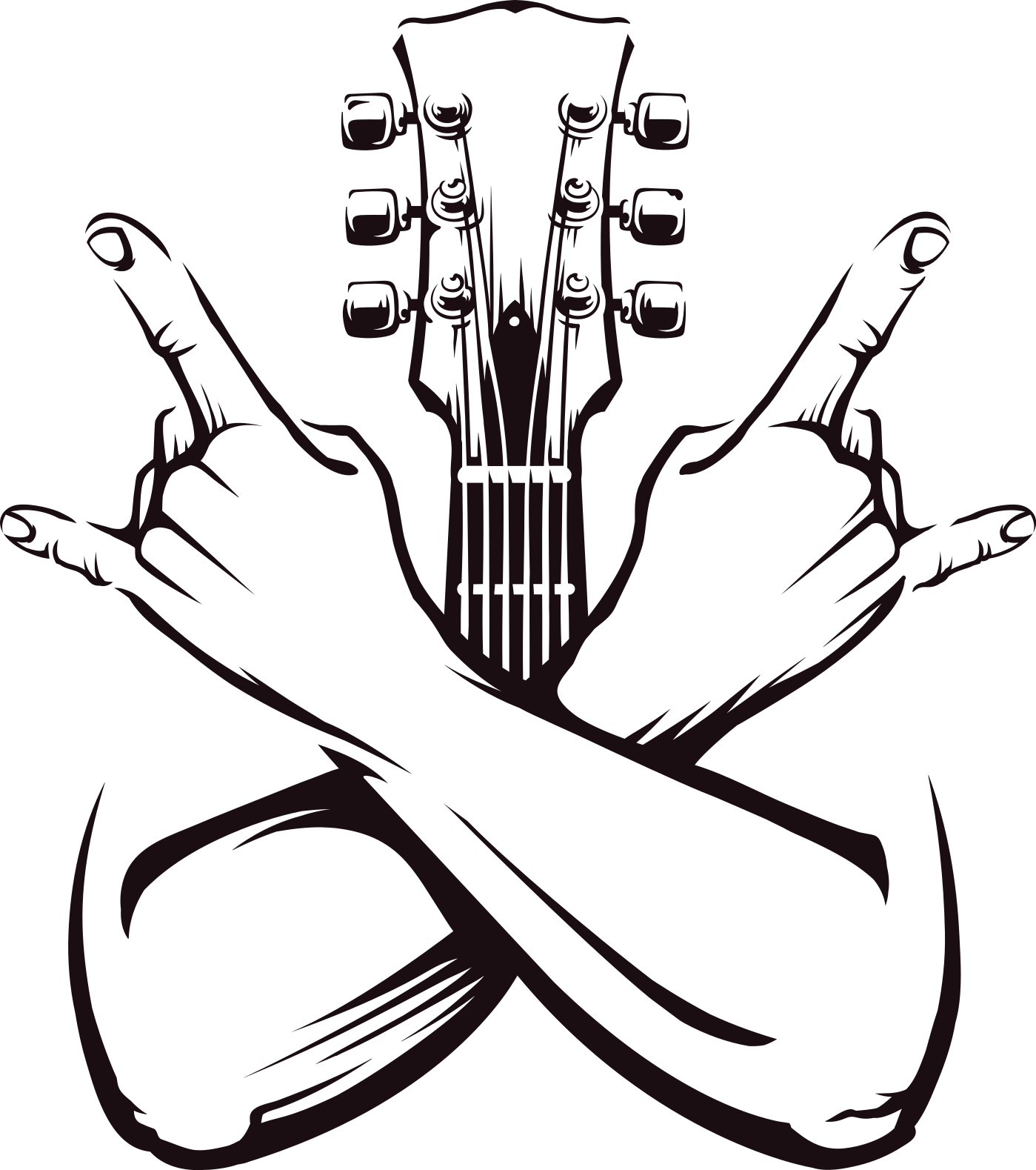Poster de música sinal de rock com mãos cruzadas - TenStickers