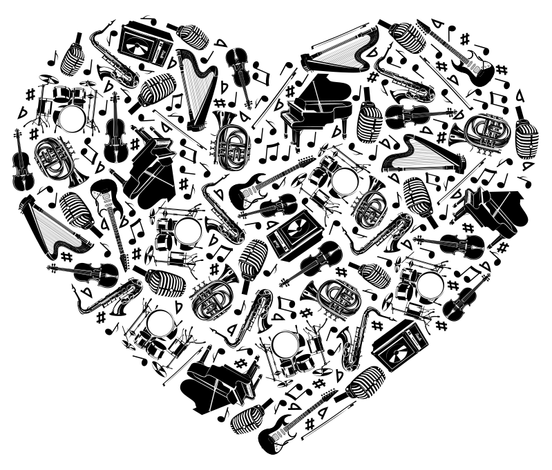 Poster de música com design em forma de coração - TenStickers