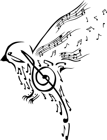 Poster de música pássaro decorativo com notas musicais - TenStickers