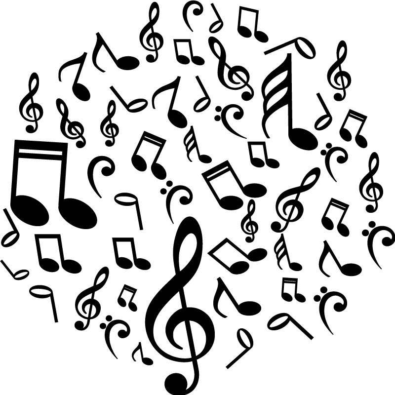 Poster de música vinil com notas musicais - TenStickers
