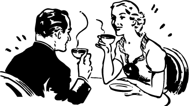 Poster retro casal tomando café - TenStickers