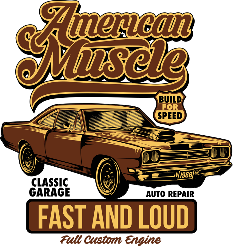 Poster retro vinil decorativo de carro clássico americano - TenStickers