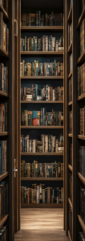 Poster retro corredor de uma biblioteca - TenStickers