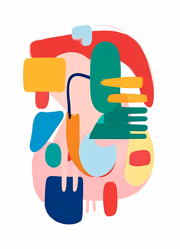 Poster abstracto com formas coloridas - TenStickers
