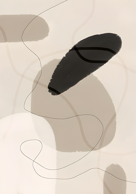 Poster abstracto em tons e formas bege - TenStickers