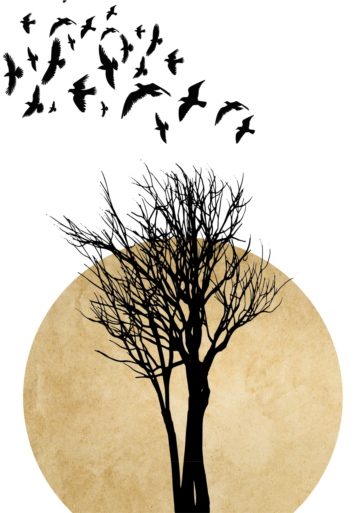 Poster de árvores silhueta com pássaros - TenStickers