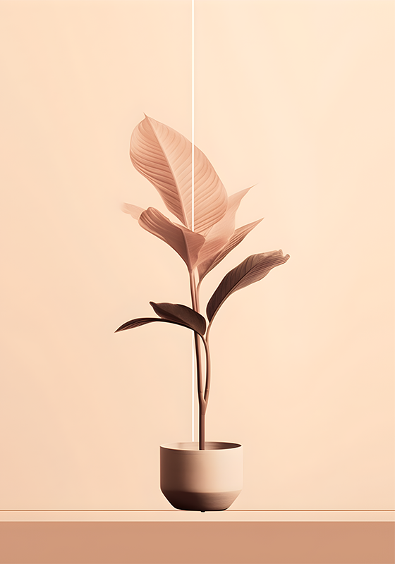Poster de plantas com planta vertical em tons de bege - TenStickers