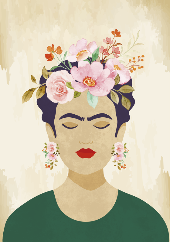 Poster de flores mulher com flores - TenStickers