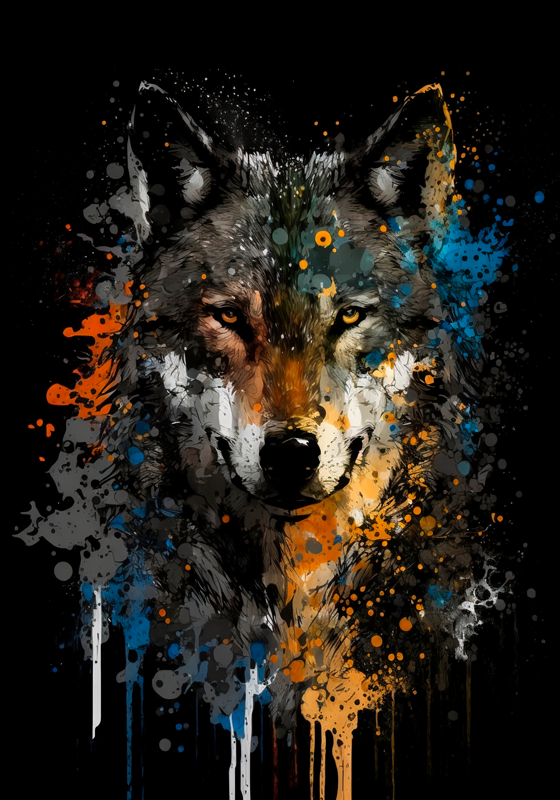 Poster arte pintura de lobo - TenStickers