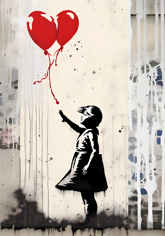 Poster arte menina com balões - TenStickers