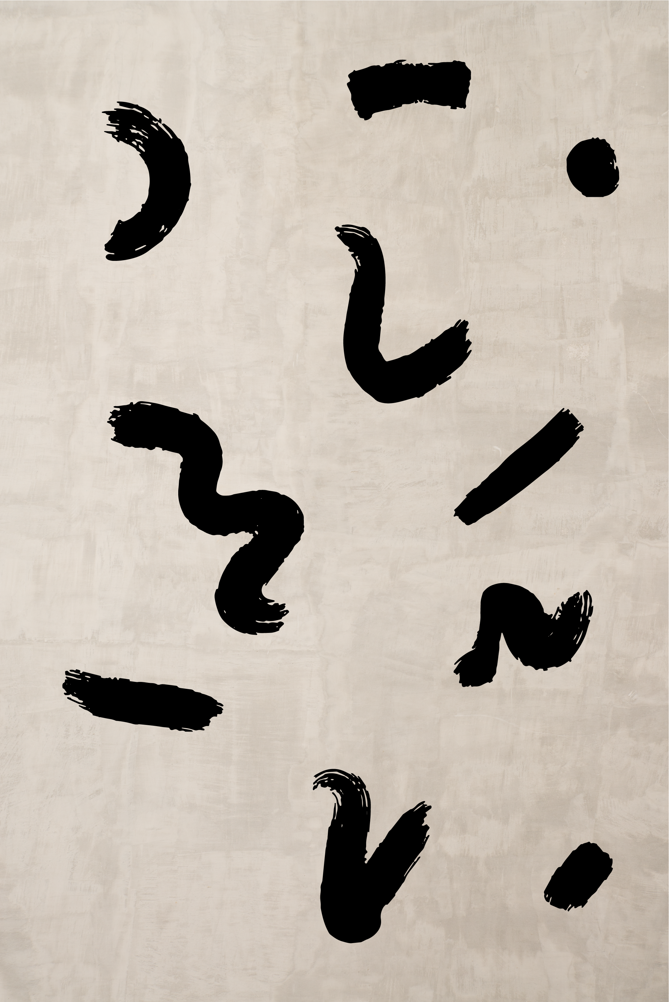Poster arte formas de pincel em preto - TenStickers