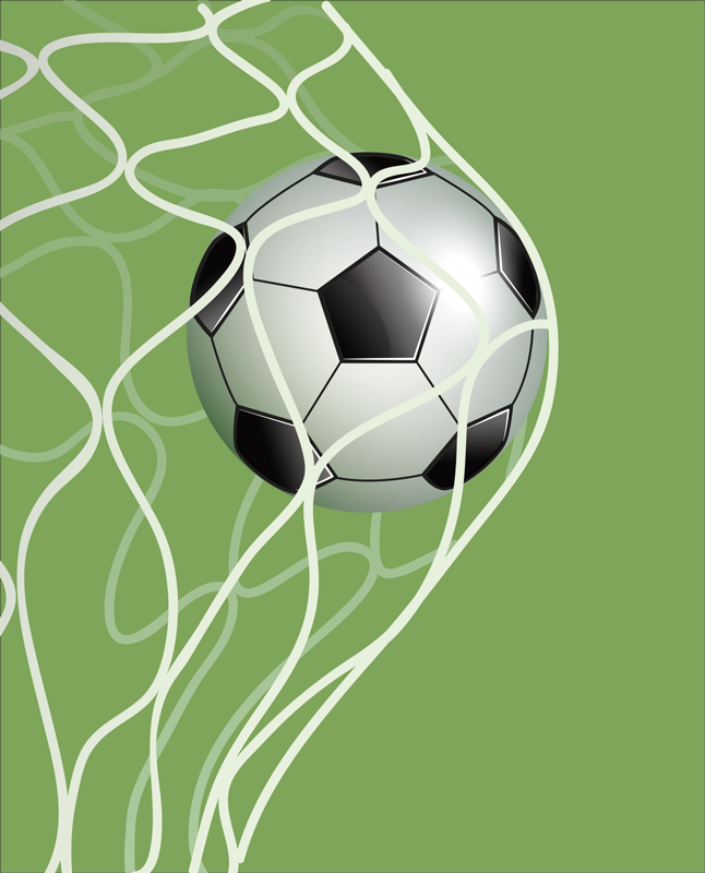 Poster de futebol com bola em movimento no gol - TenStickers
