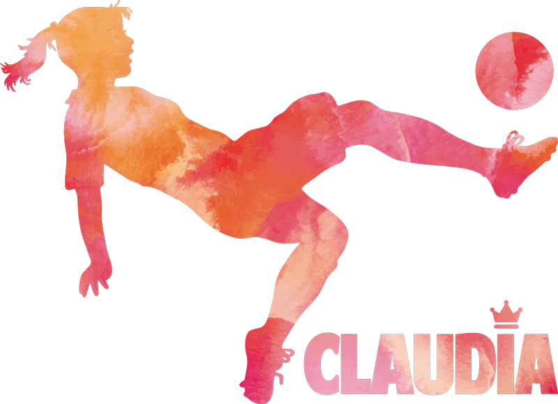 Poster de futebol jogadora com nome chutando - TenStickers