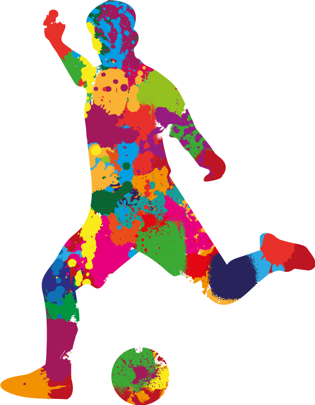 Poster de futebol jogador em cores vibrantes - TenStickers