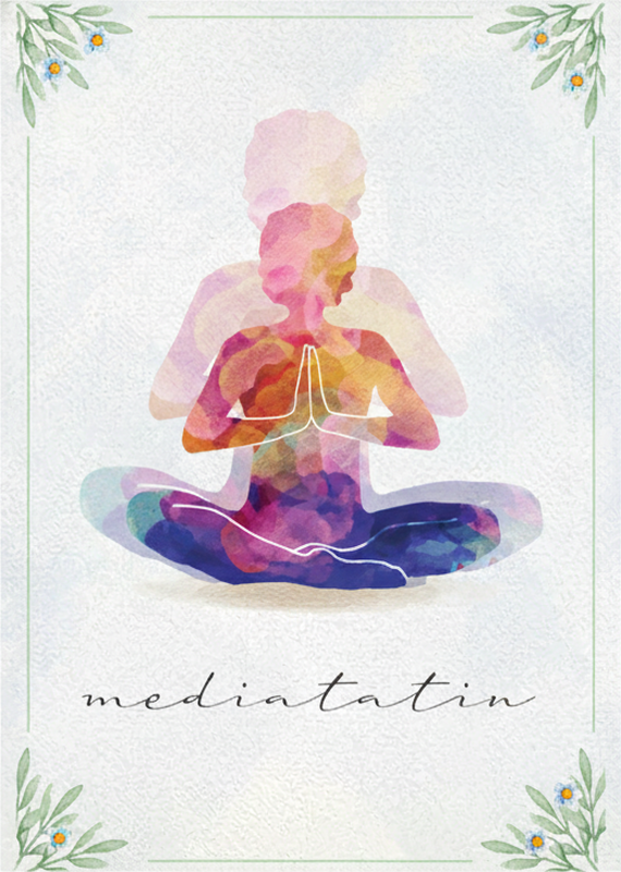 Poster zen silhueta de meditação - TenStickers