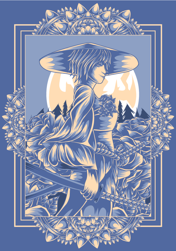 Poster de guerreira samurai anime - TenStickers