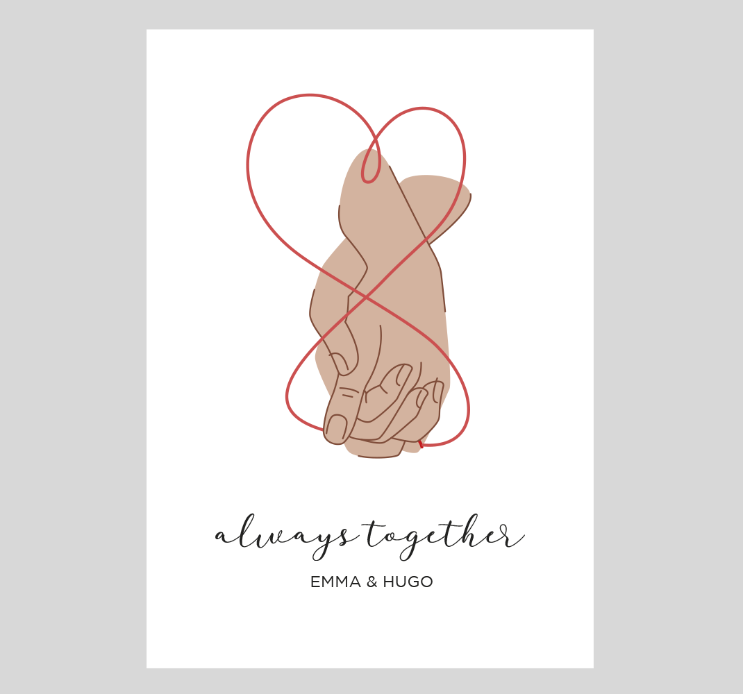 Poster para quarto de casal frase always together - TenStickers