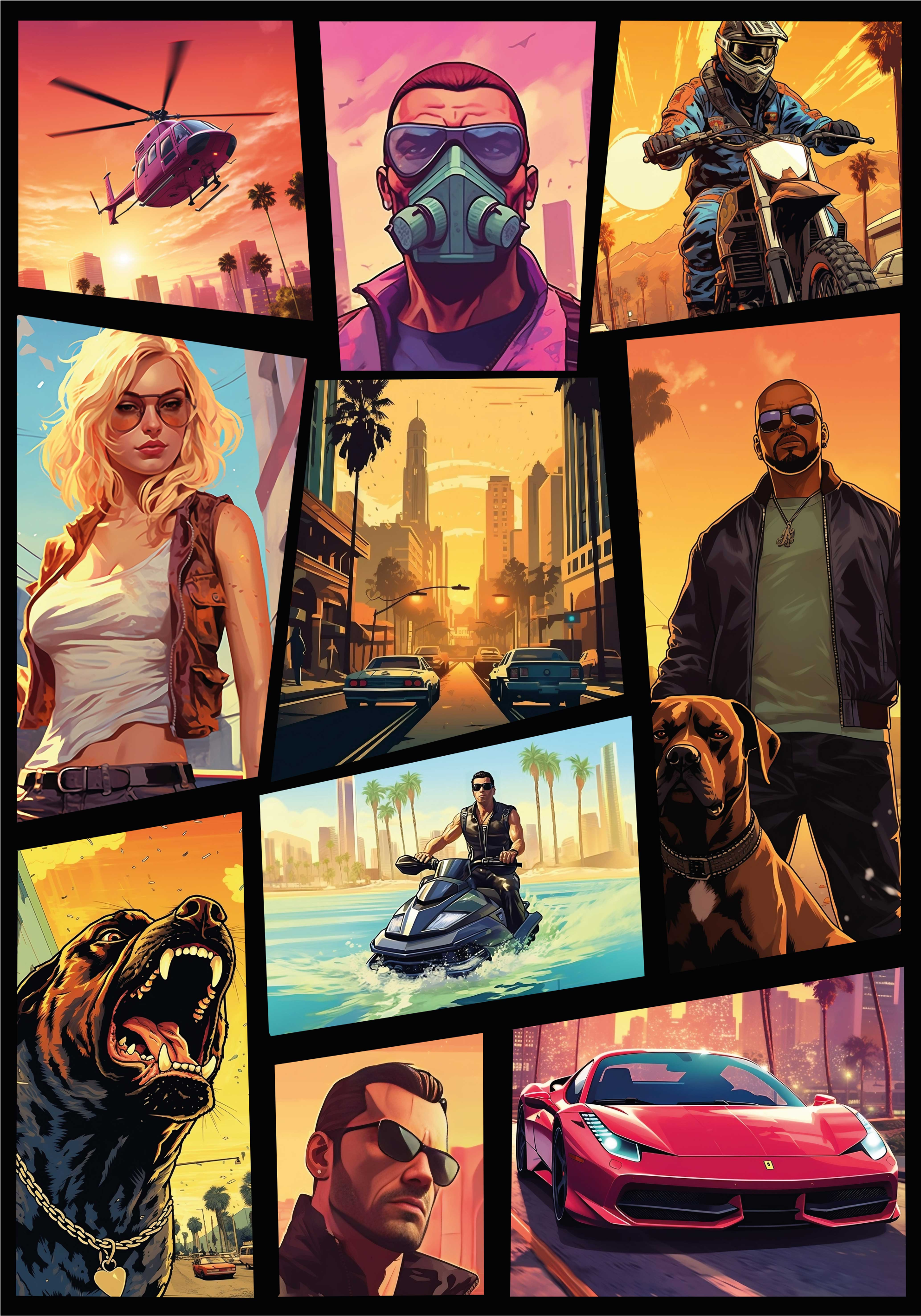 Poster juvenil colagem de aventura e ação - TenStickers