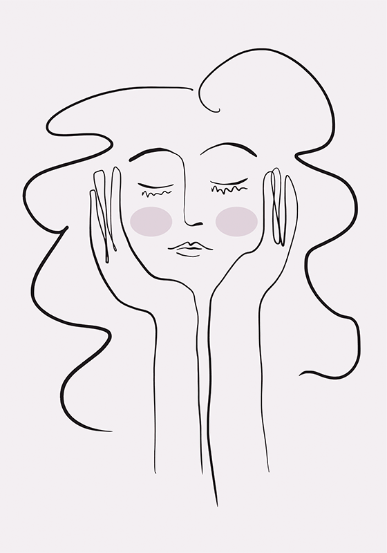 Poster minimalista desenho de linha retrato de mulher - TenStickers