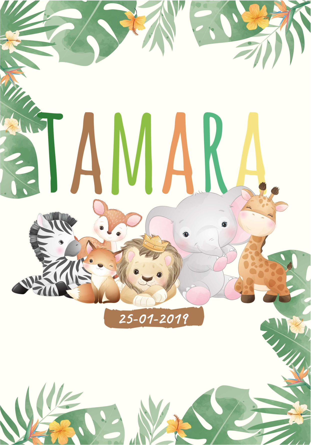 Poster infantil animais da selva com nome - TenStickers