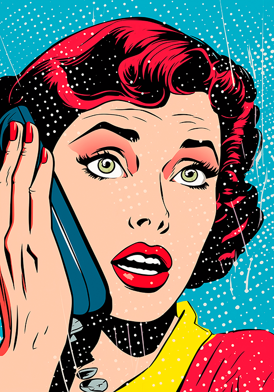 Poster de pop art mulher ao telefone - TenStickers