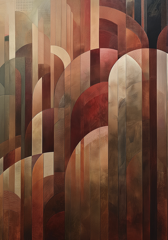 Poster Art Déco formas vermelhas - TenStickers