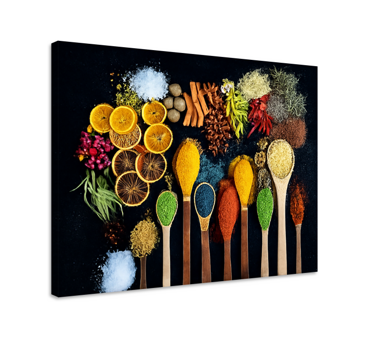 Quadro para cozinha colher de pau com especiarias - TenStickers