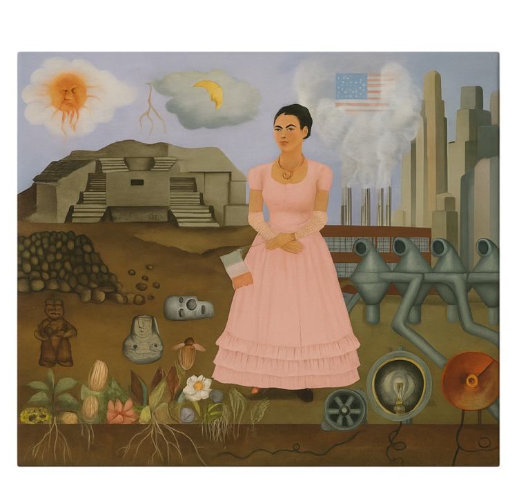 Quadro de arte frida khalo na fronteira - TenStickers