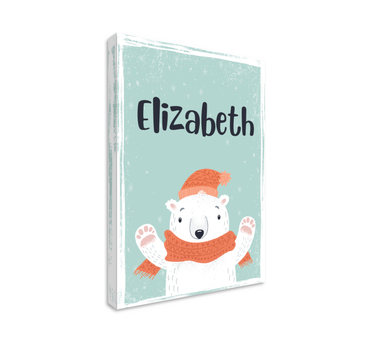 Quadro com nome Nome fofo com urso polar - TenStickers