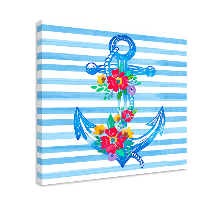 Quadro náutico ilustração de âncora floral - TenStickers