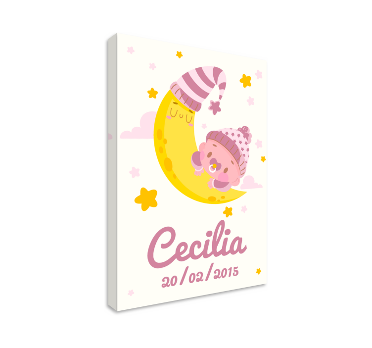 Quadro infantil con nome data de nascimento - TenStickers