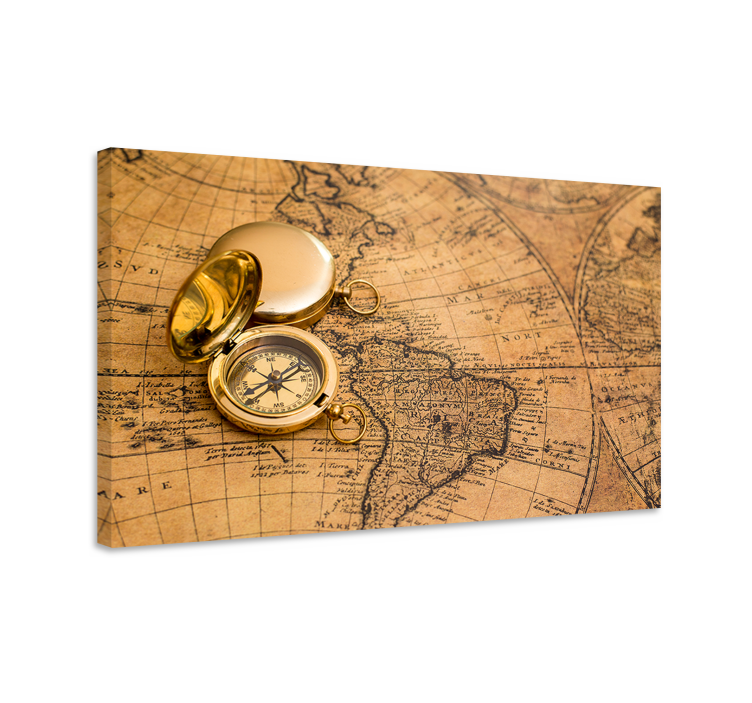 Quadro mapa mundi bússola e mapa antigo - TenStickers