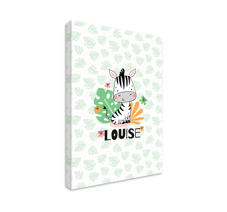Quadro para bebê ilustração personalizada de zebra - TenStickers