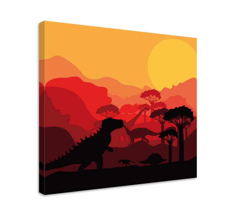 Quadro de dinossauro Paisagem jurássica de dinossauros - TenStickers