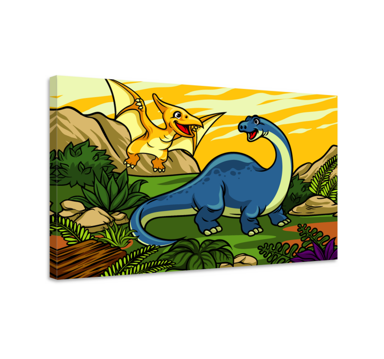 Quadro Dinossauros jurássico com paisagem - TenStickers