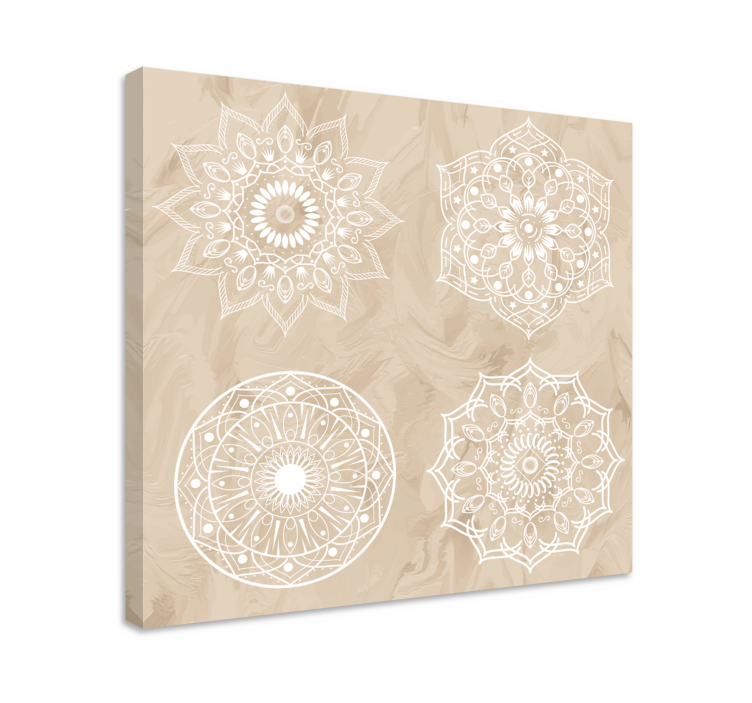 Quadro com mandala Quatro mandalas bege - TenStickers