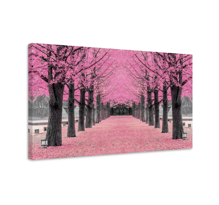 Quadro para corredor Floresta de árvores rosa - TenStickers