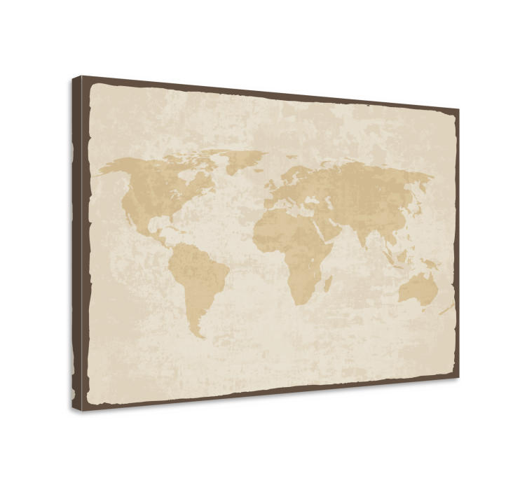 Quadro mapa mundi Vintage branco e bege - TenStickers