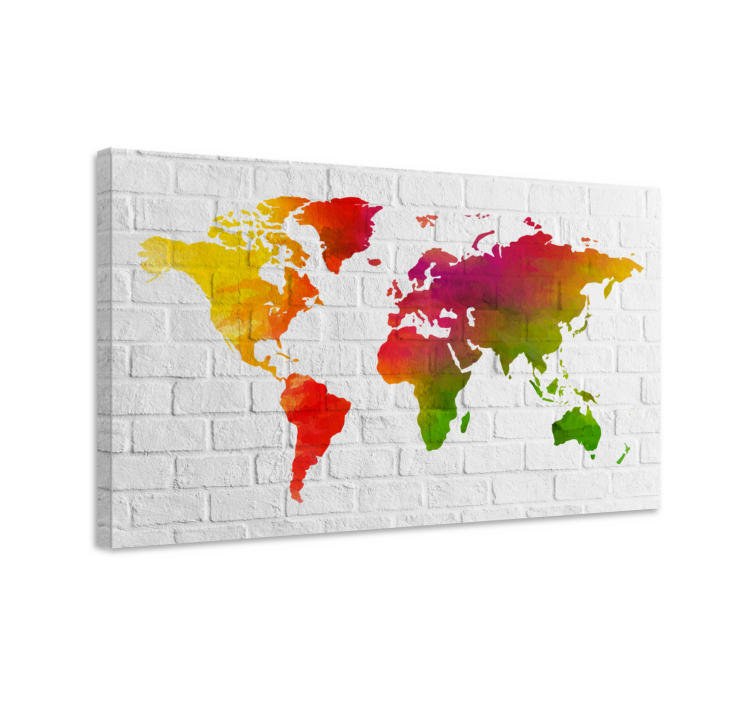 Quadro mapa mundi mapa mundial colorido - TenStickers