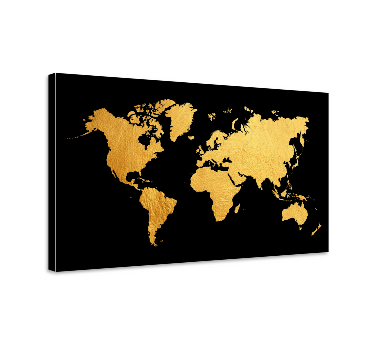 Quadro mapa mundi Preto e dourado - TenStickers