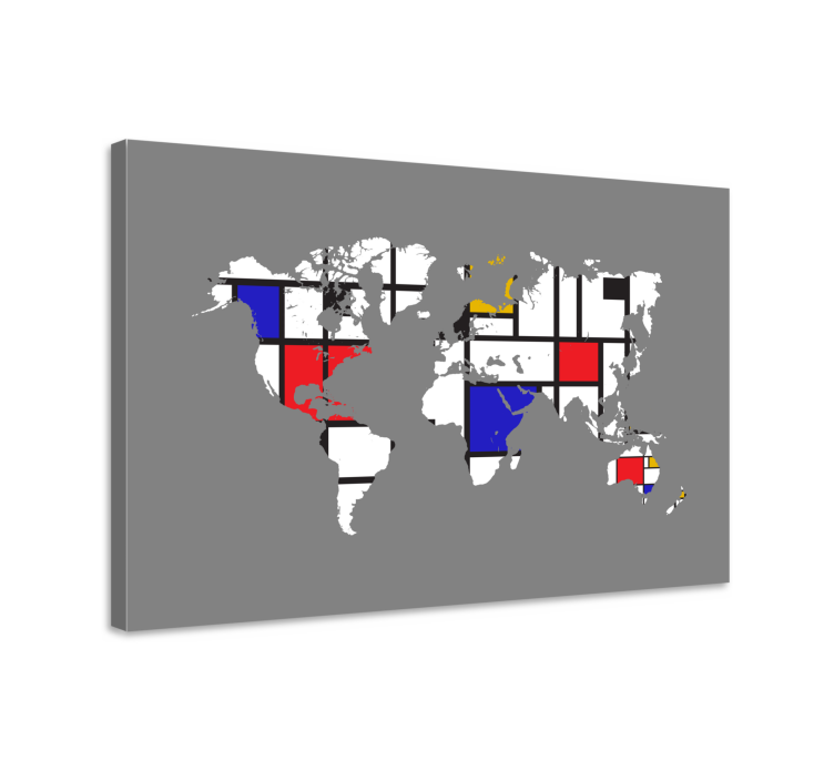 Quadro mapa mundi Mondrian - TenStickers