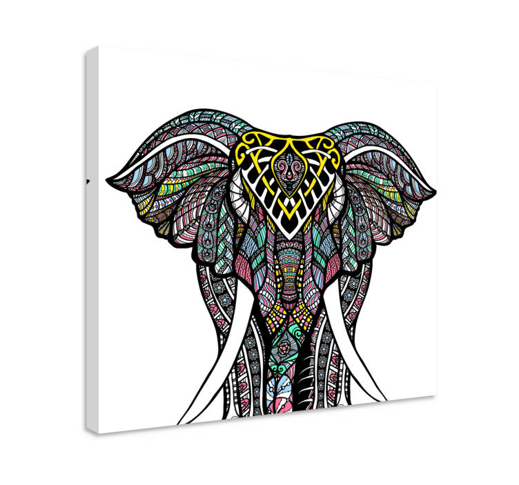 Quadro de elefantes Elefante étnico multicolorido - TenStickers
