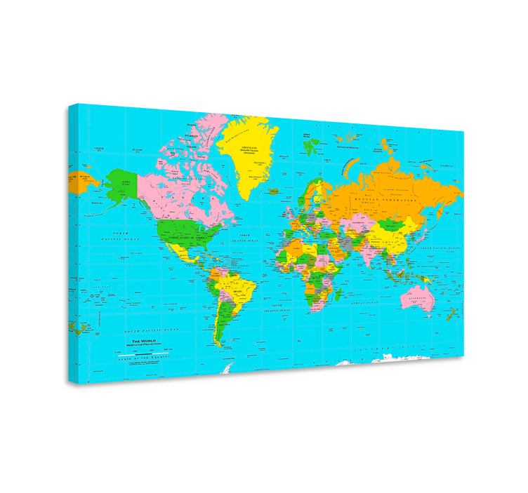 Quadro mapa mundi Atlas colorido - TenStickers